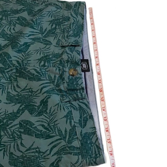BERKLEY JENSEN Mens Sz 38 Tropical Teal Green Leaf Print Shorts Flat Front - Picture 5 of 8